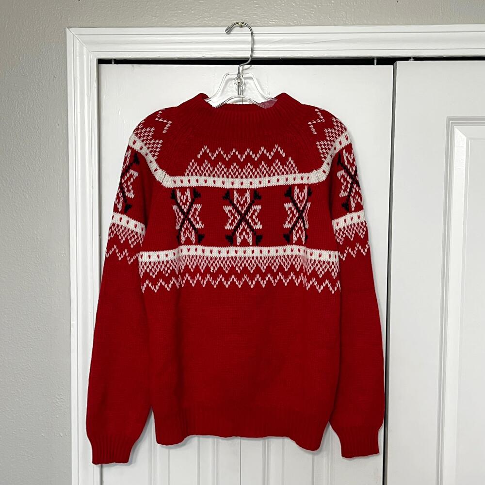 Vintage JCPenney Sweater 1960s Hercules Fair Isle Cowichan Nordic Hand Knit 80s